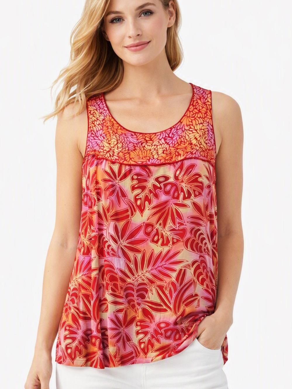 Blue Ginger Marina Lightweight Flowy Sleeveless Top Tunic Size Medium